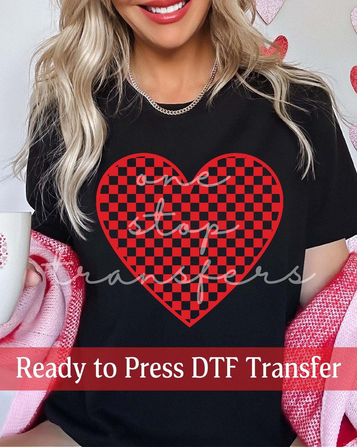 Valentine's Day Checker Heart - Ready to Press DTF Transfers
