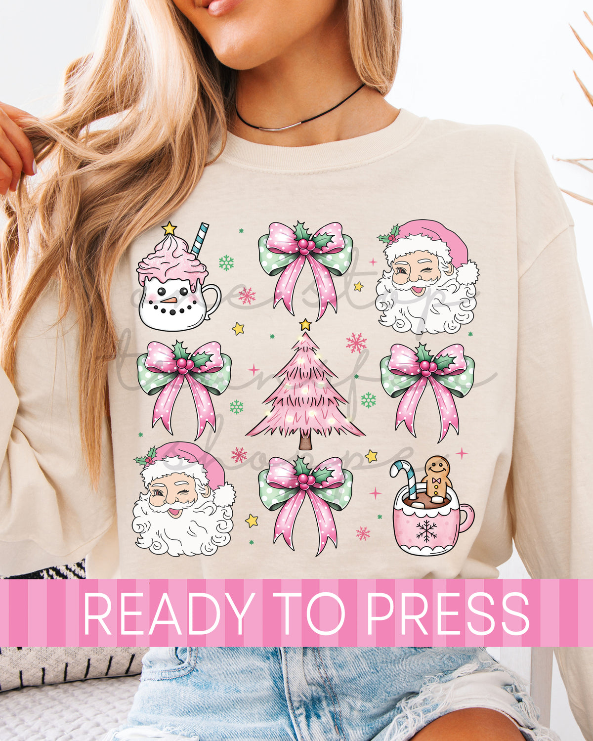 Pink Coquette Christmas Santa Coffee - Ready to Press DTF Transfers