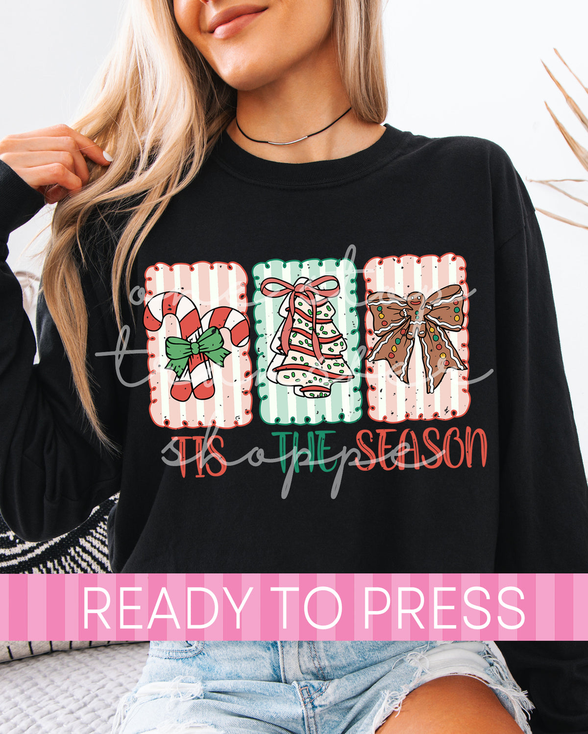 Preppy Stripes Christmas Boxes Tis The Season - Ready to Press DTF Transfers