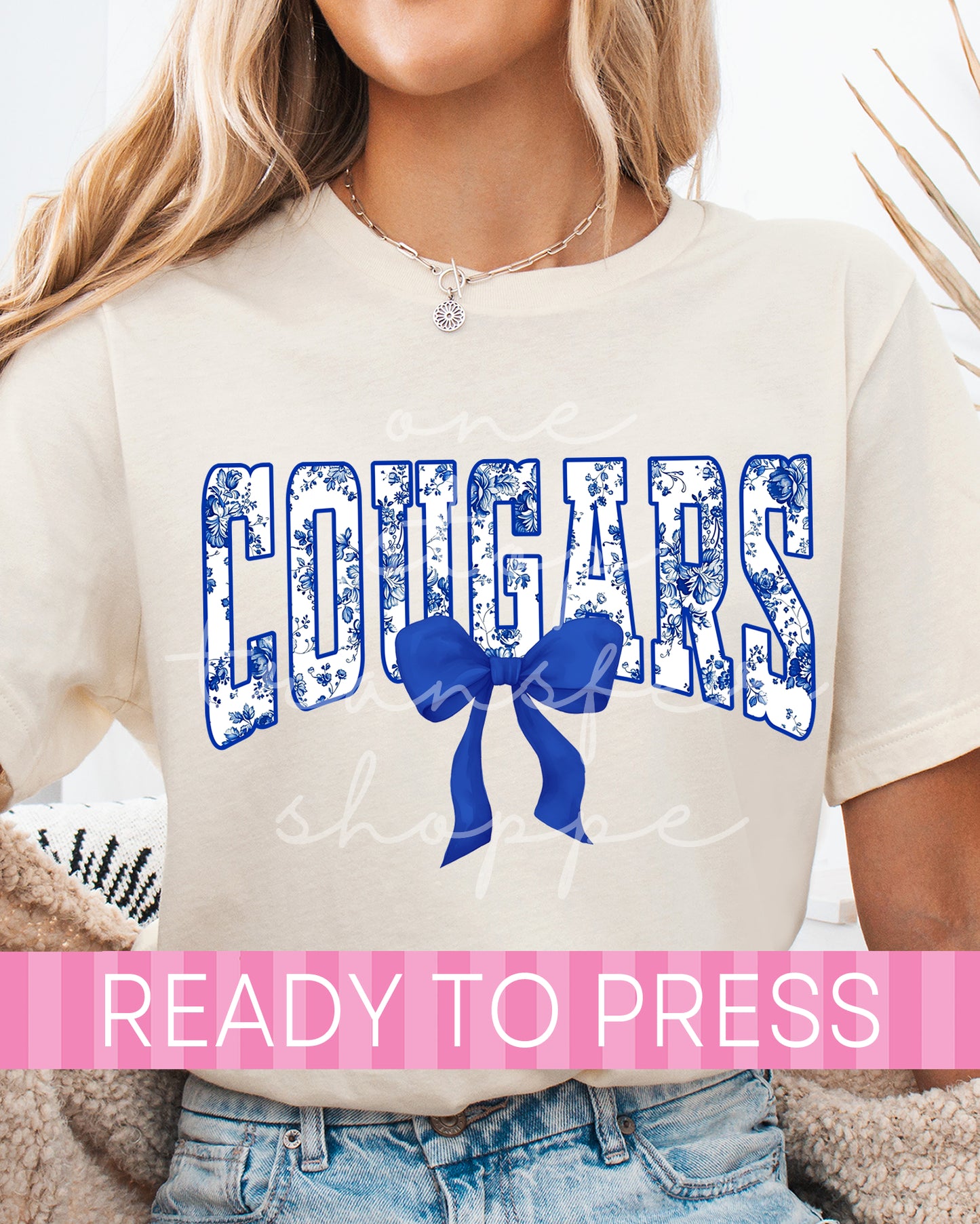 Coquette Chinoiserie Varsity COUGARS Mascot - Ready to Press DTF Transfers
