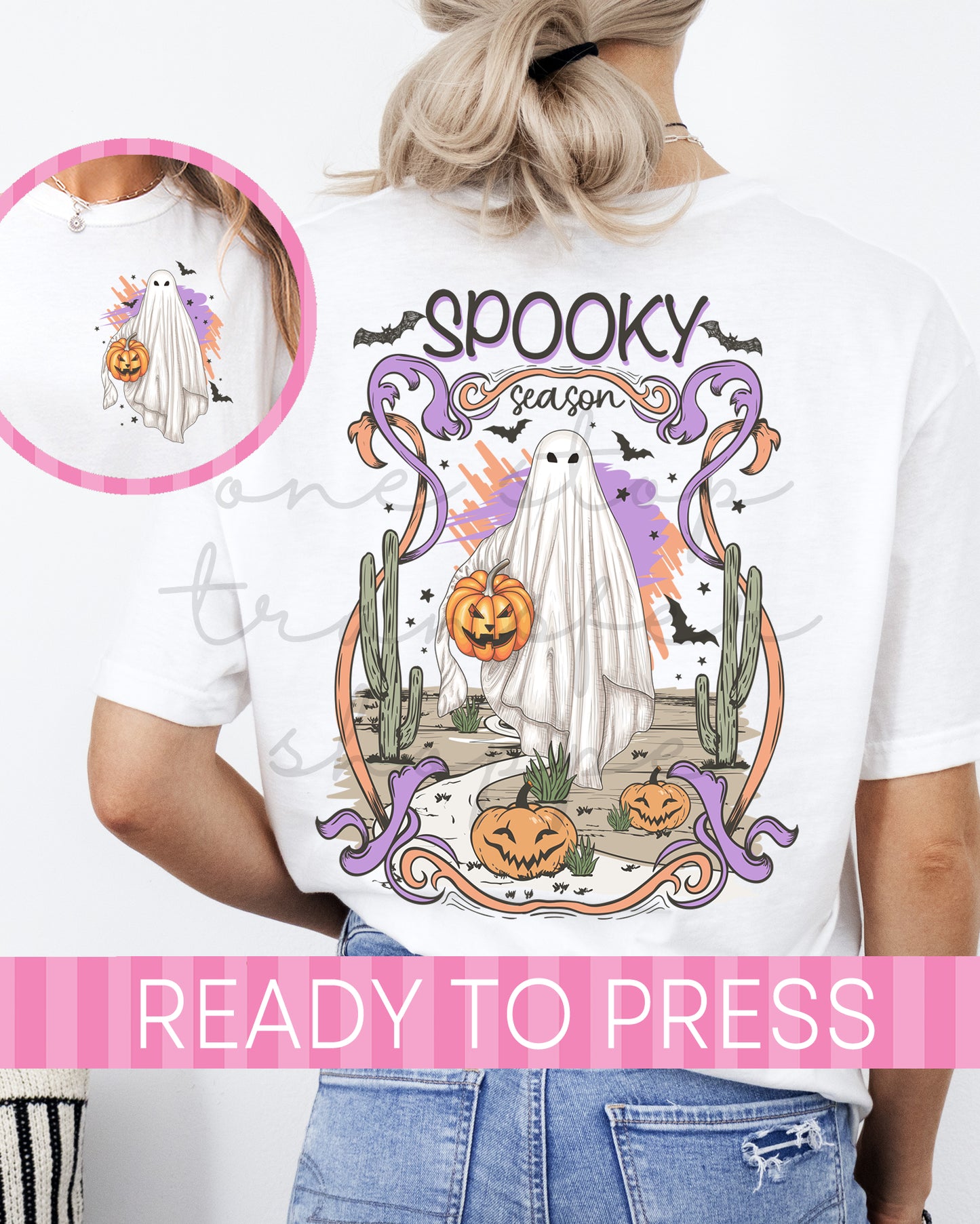 Spooky Season Desert Ghost - Ready to Press DTF Transfer with Pocket