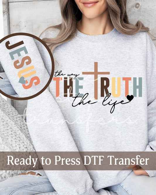 The Way The Truth The Life Jesus with Sleeve - Ready to Press DTF Transfers