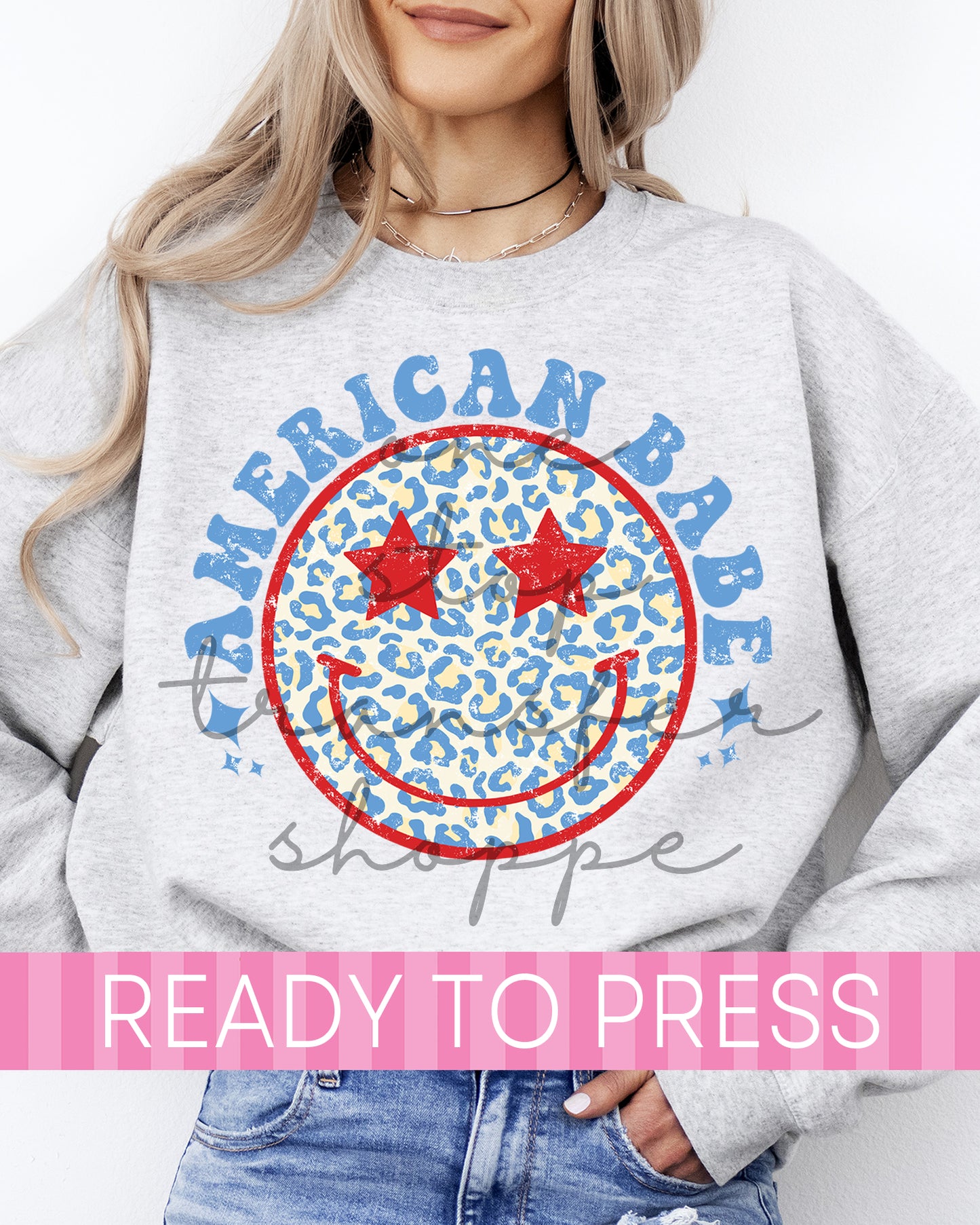 American Babe Smiley Face - Ready to Press DTF Transfers