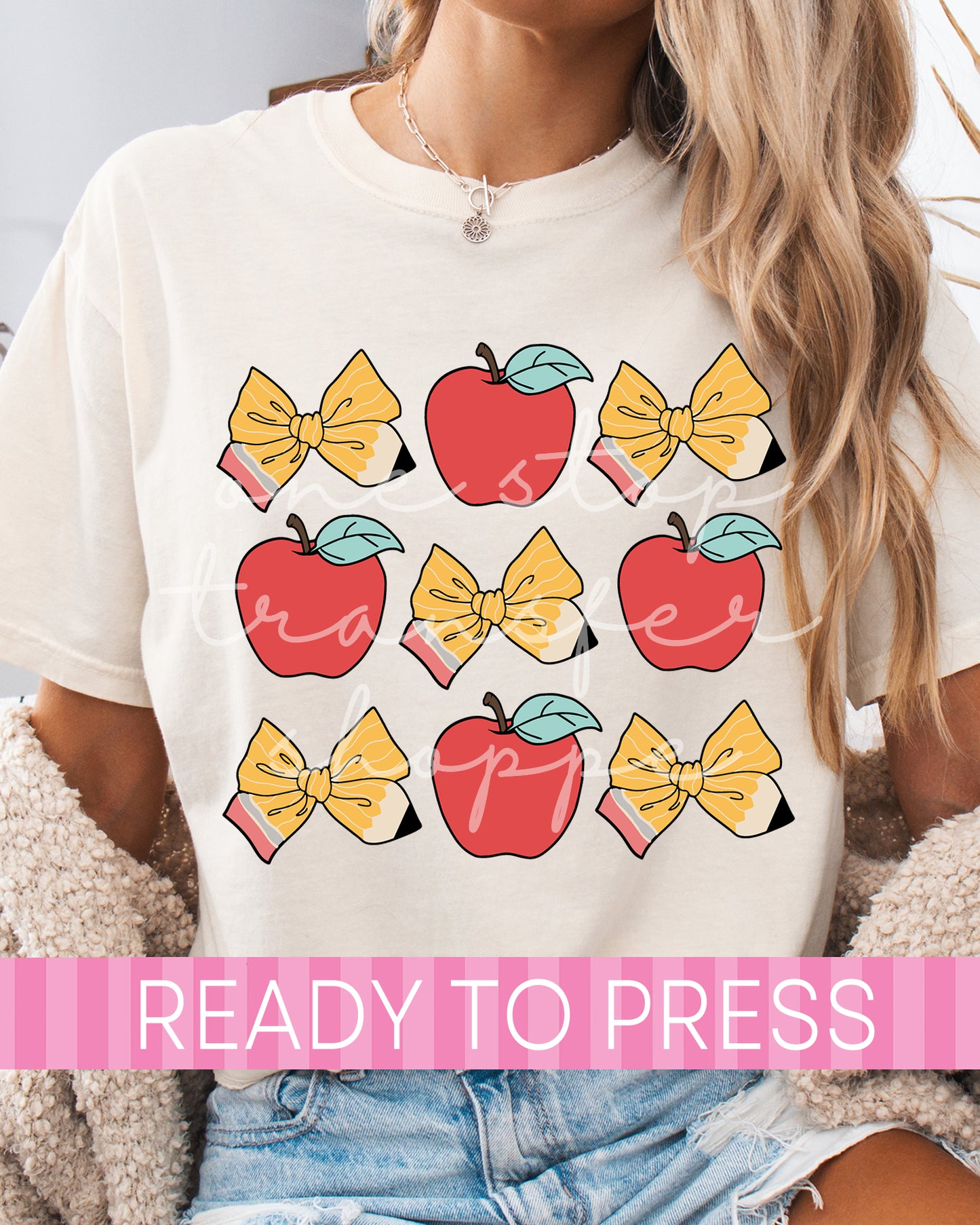 Coquette Pencils and Apples Collage  - Ready to Press DTF Transfers