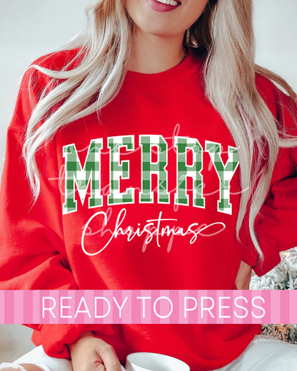 Red or Green Buffalo Plaid Merry Christmas - Ready to Press DTF Transfers