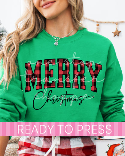 Red or Green Buffalo Plaid Merry Christmas - Ready to Press DTF Transfers