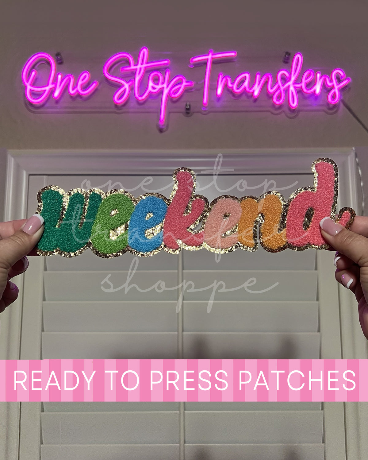 Colorful WEEKEND Chenille Iron On Patch - Ready to Press Patches