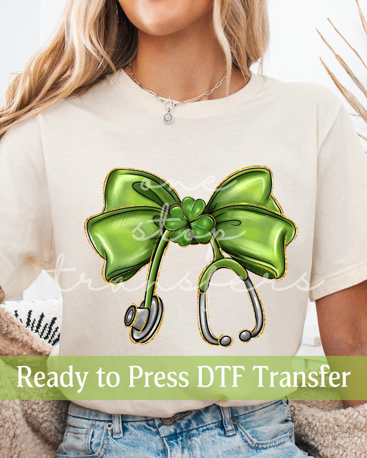 St. Patrick's Day Coquette Stethoscope - Ready to Press DTF Transfers