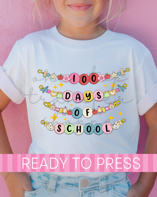 100 Days of School Charm Bracelets - Ready to Press DTF Transfers