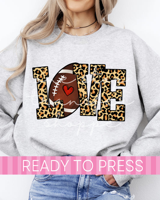 Leopard Print LOVE Football - Ready to Press DTF Transfers