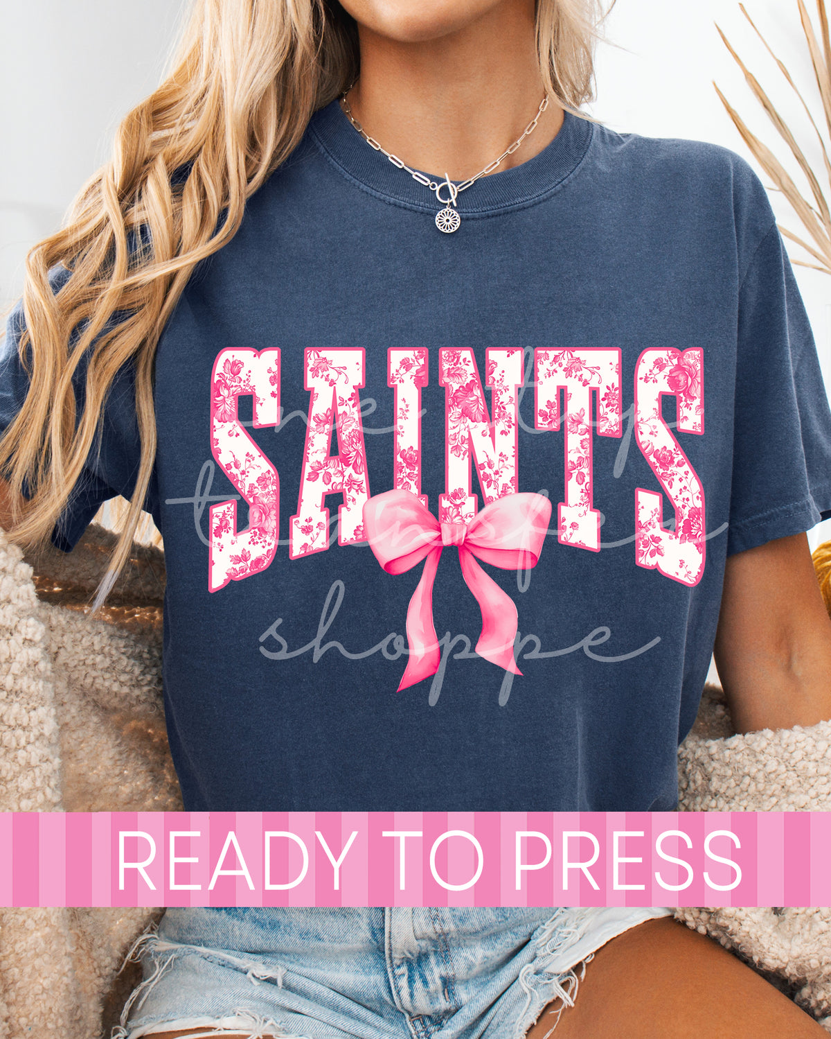 Coquette Chinoiserie Varsity SAINTS Mascot - Ready to Press DTF Transfers