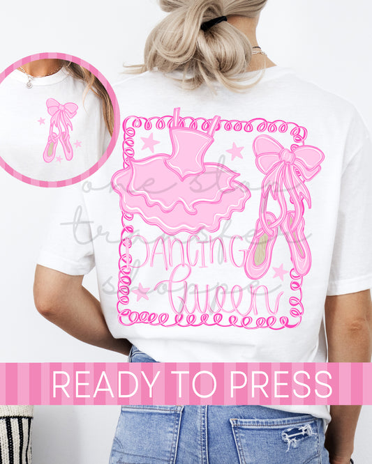 Preppy Pink Coquette Dancing Queen  - Ready to Press DTF Transfer with Pocket