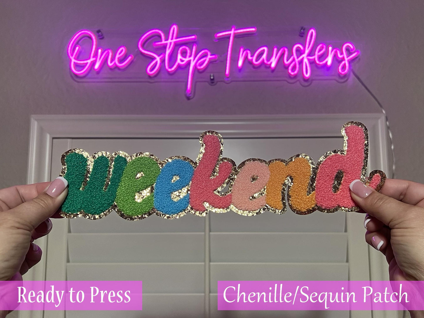 Colorful WEEKEND Chenille Iron On Patch - Ready to Press Patches