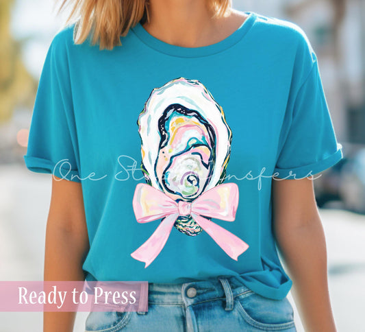 Preppy Coquette Watercolor Oyster Shell - Ready to Press DTF Transfers