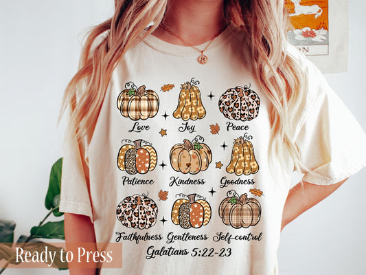 Bible Verse Fall Pumpkins Galatians 5:22-23 - Ready to Press DTF Transfers