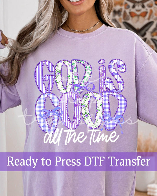Preppy Purple Floral God Is Good - Ready to Press DTF Transfers