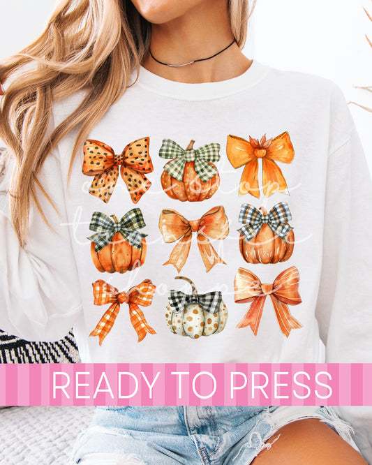 Fall Pumpkins and Bows - Ready to Press DTF Transfers