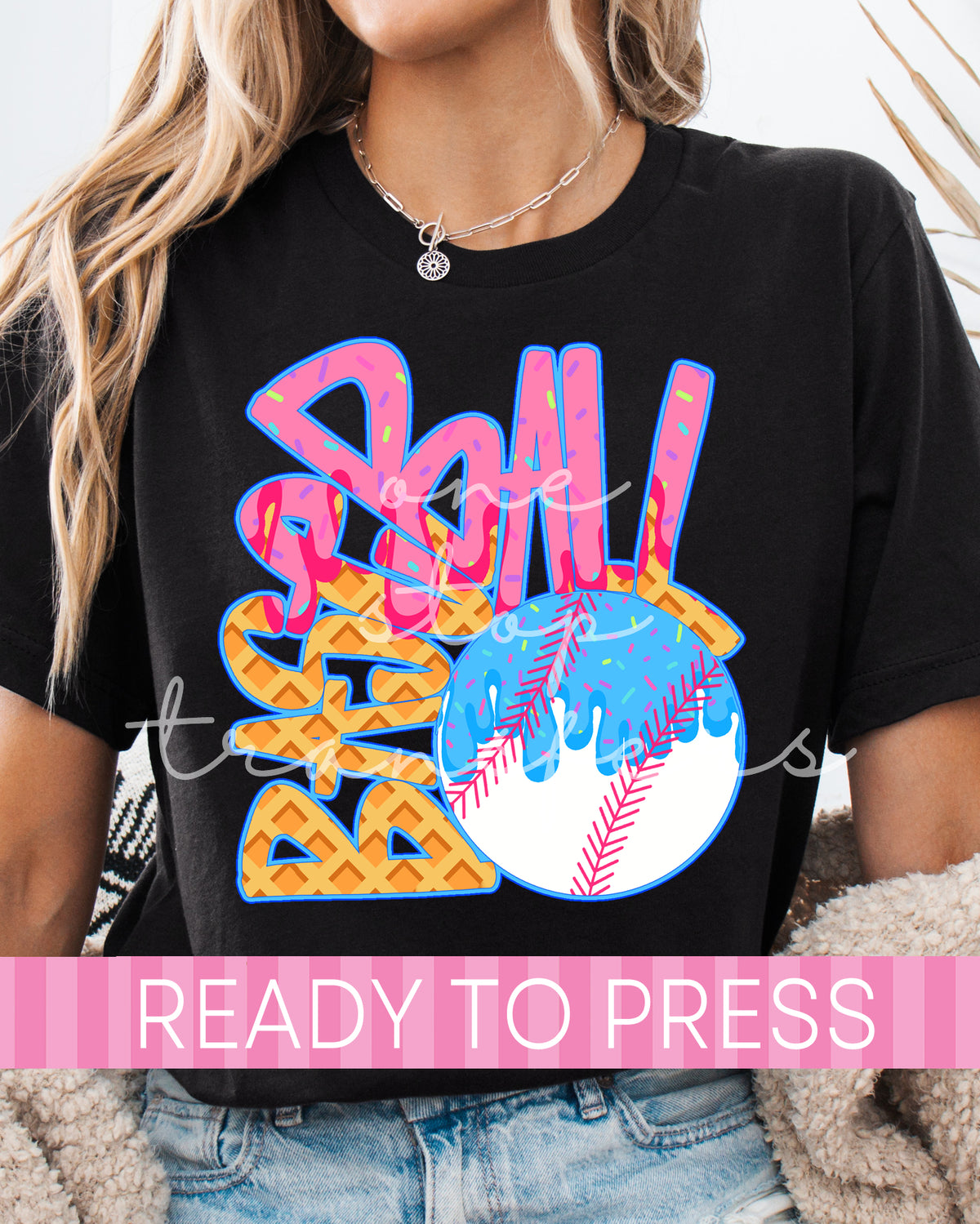 Baseball Ice Cream Cone Drip - Ready to Press DTF Transfers