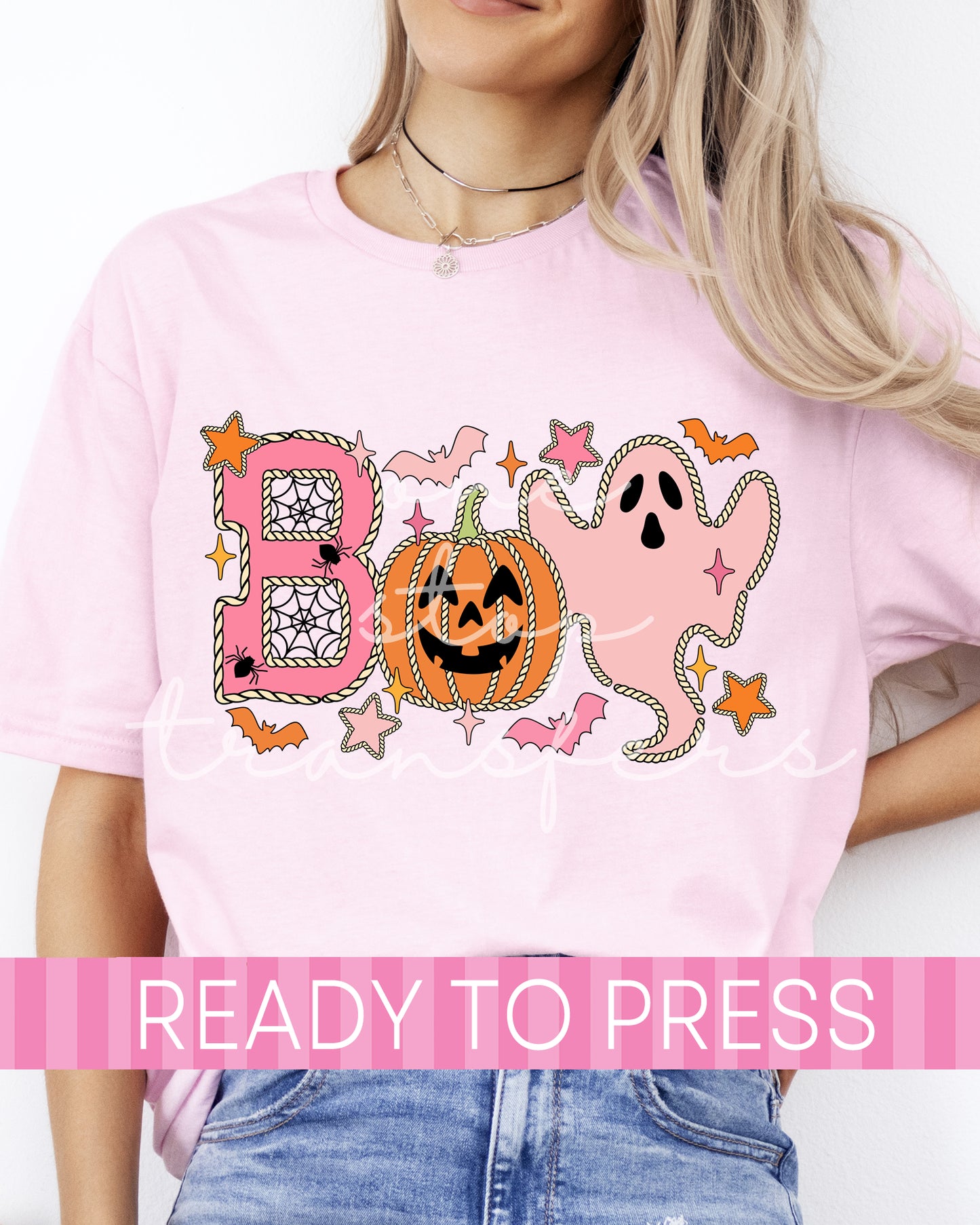 Cute Pink Halloween BOO - Ready to Press DTF Transfers