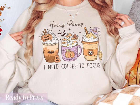 Halloween I Need Coffee To Focus - Ready to Press DTF Transfers