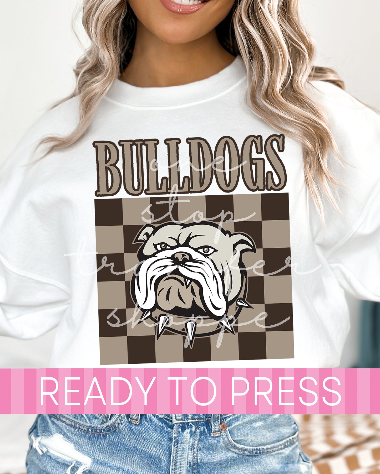 Brown Tan Checker Bulldogs - Ready to Press DTF Transfers