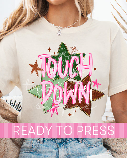 Pink Out Touchdown Football Stars - Ready to Press DTF Transfers