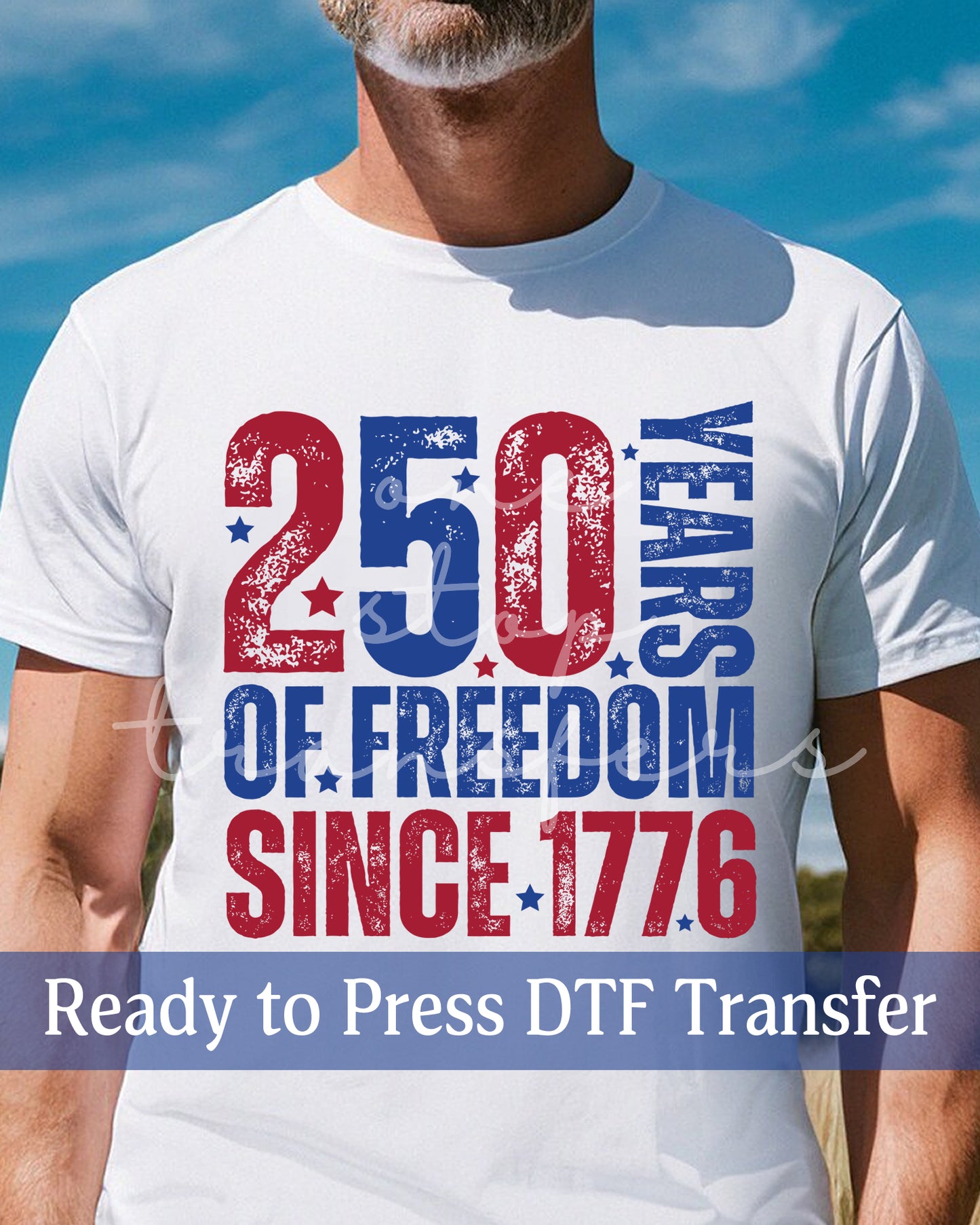 Distressed 250 Years of Freedom Typography - Ready to Press DTF Transfers