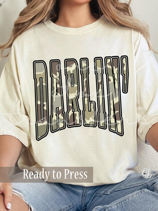 Varsity Camo DARLIN' - Ready to Press DTF Transfers