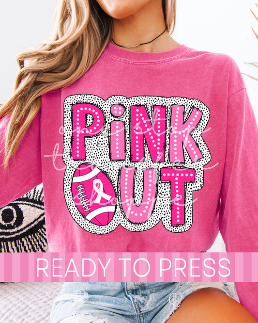 Dalmatian Dot Pink Out Football - Ready to Press DTF Transfers