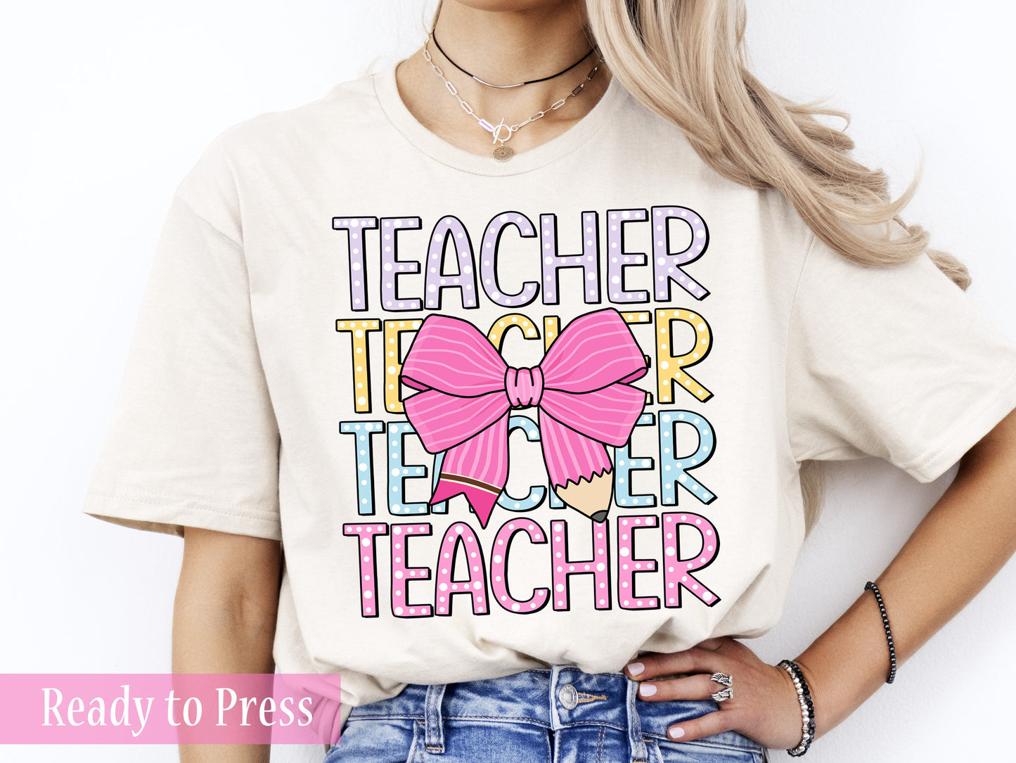 Coquette Stacked School Teacher - Ready to Press DTF Transfers
