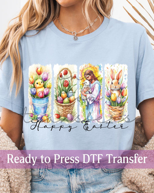 Lamb of God Easter Floral Brushstroke Panels - Ready to Press DTF Transfers