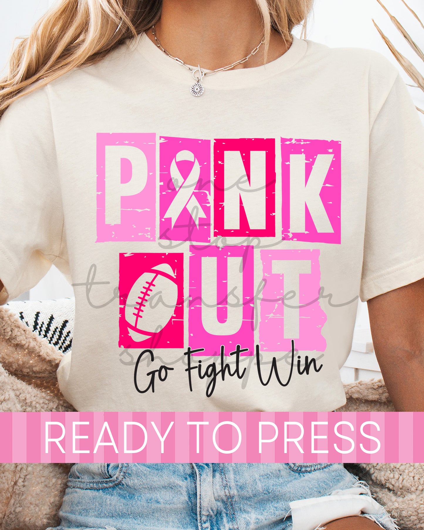 Football Pink Out Blocks - Ready to Press DTF Transfers