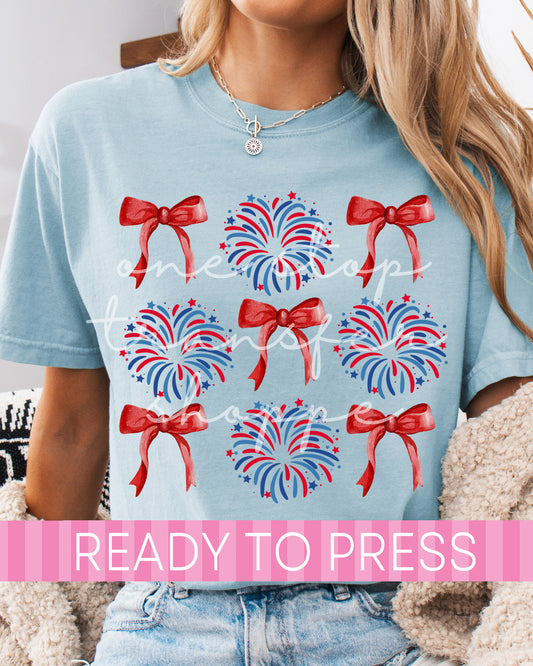 Patriotic Coquette Fireworks and Bows - Ready to Press DTF Transfers