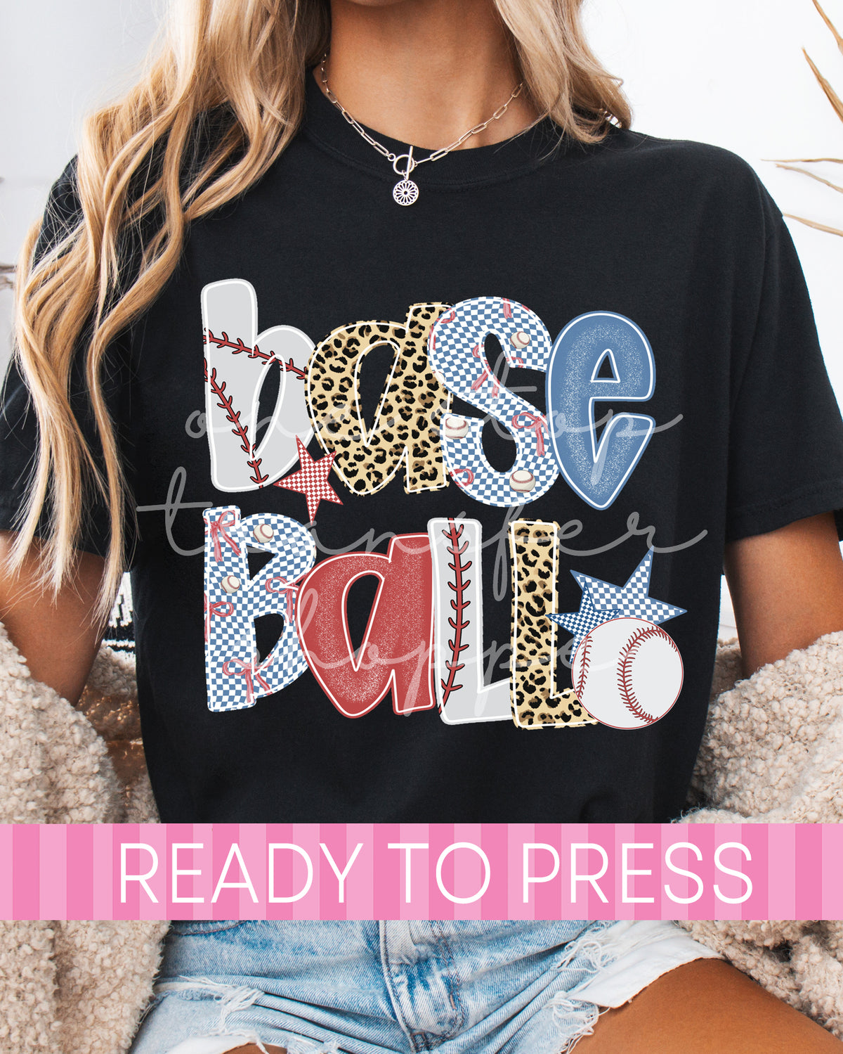 Leopard Checker Baseball Doodle - Ready to Press DTF Transfers