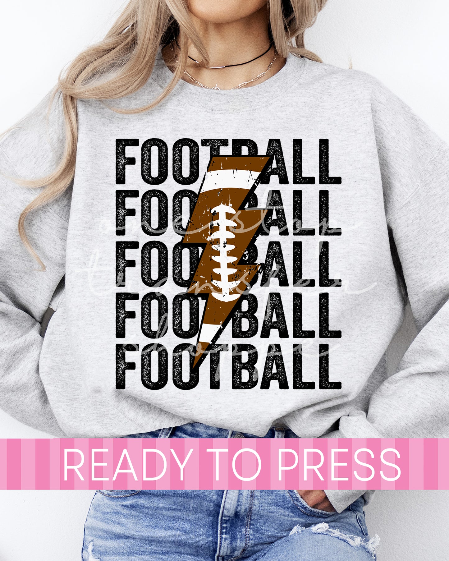 Stacked Football Lightning - Ready to Press DTF Transfers