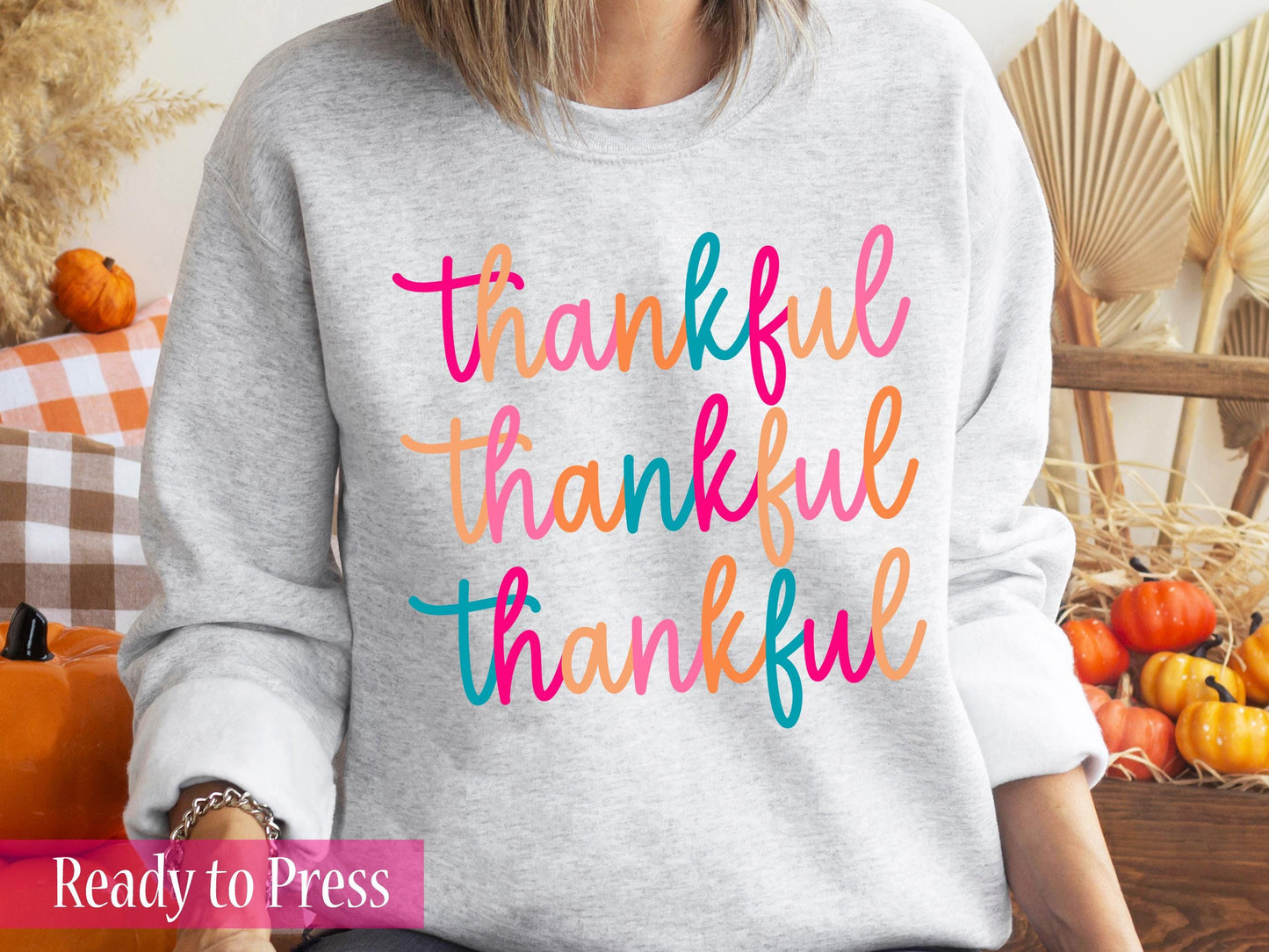 Colorful Stacked Thankful - Ready to Press DTF Transfers