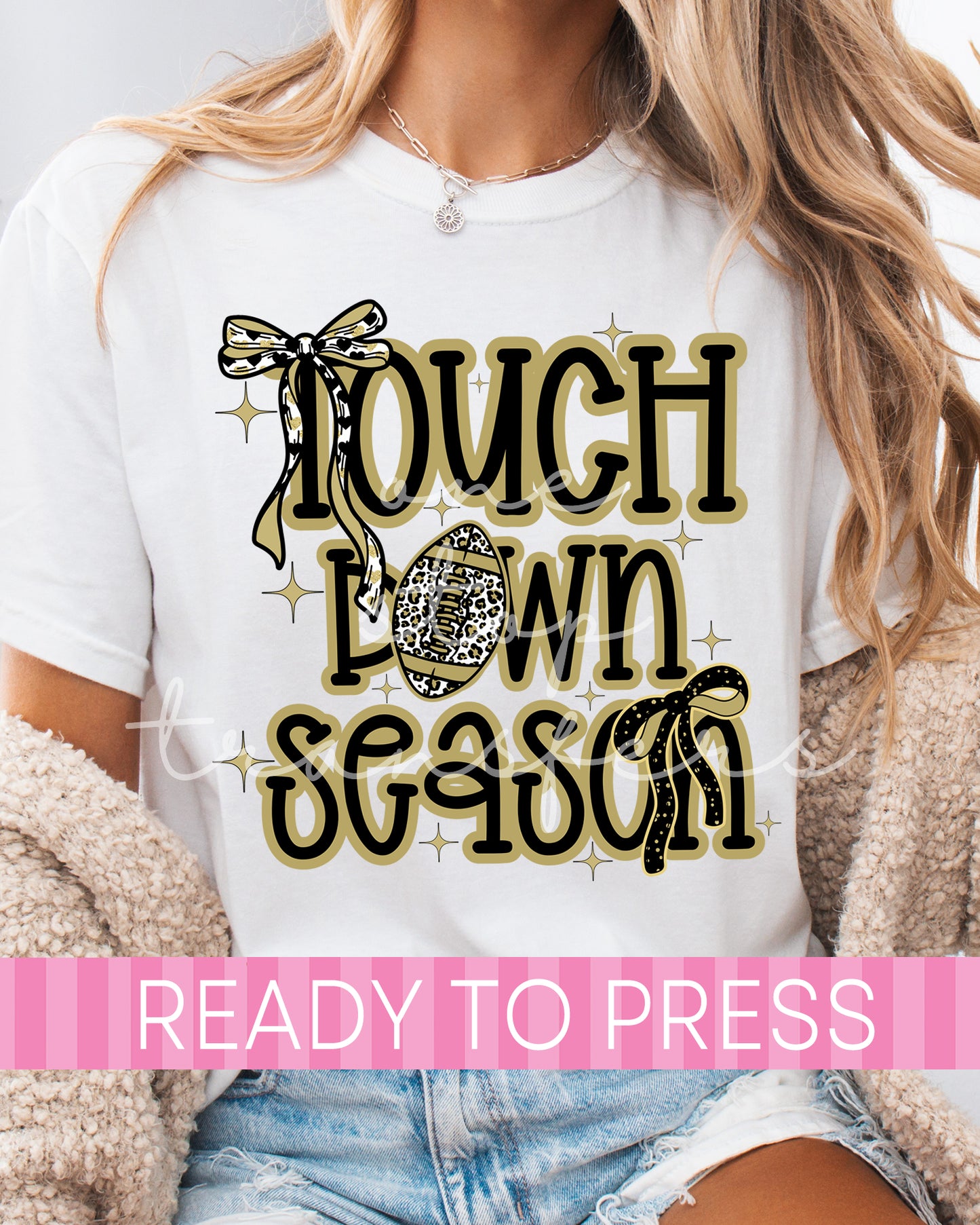 Preppy Coquette Touchdown Season Black and Gold - Ready to Press DTF Transfers
