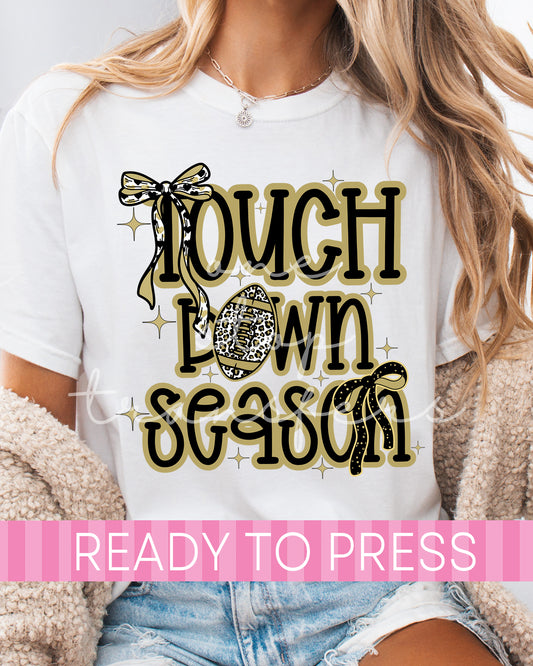 Preppy Coquette Touchdown Season Black and Gold - Ready to Press DTF Transfers
