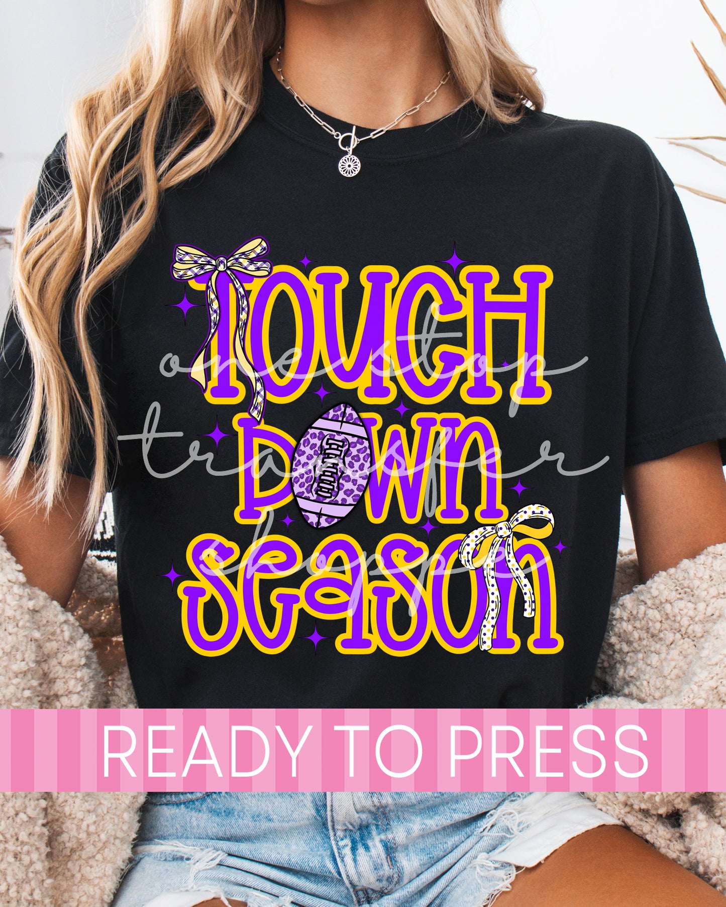 Preppy Coquette Touchdown Season Purple and Gold - Ready to Press DTF Transfers