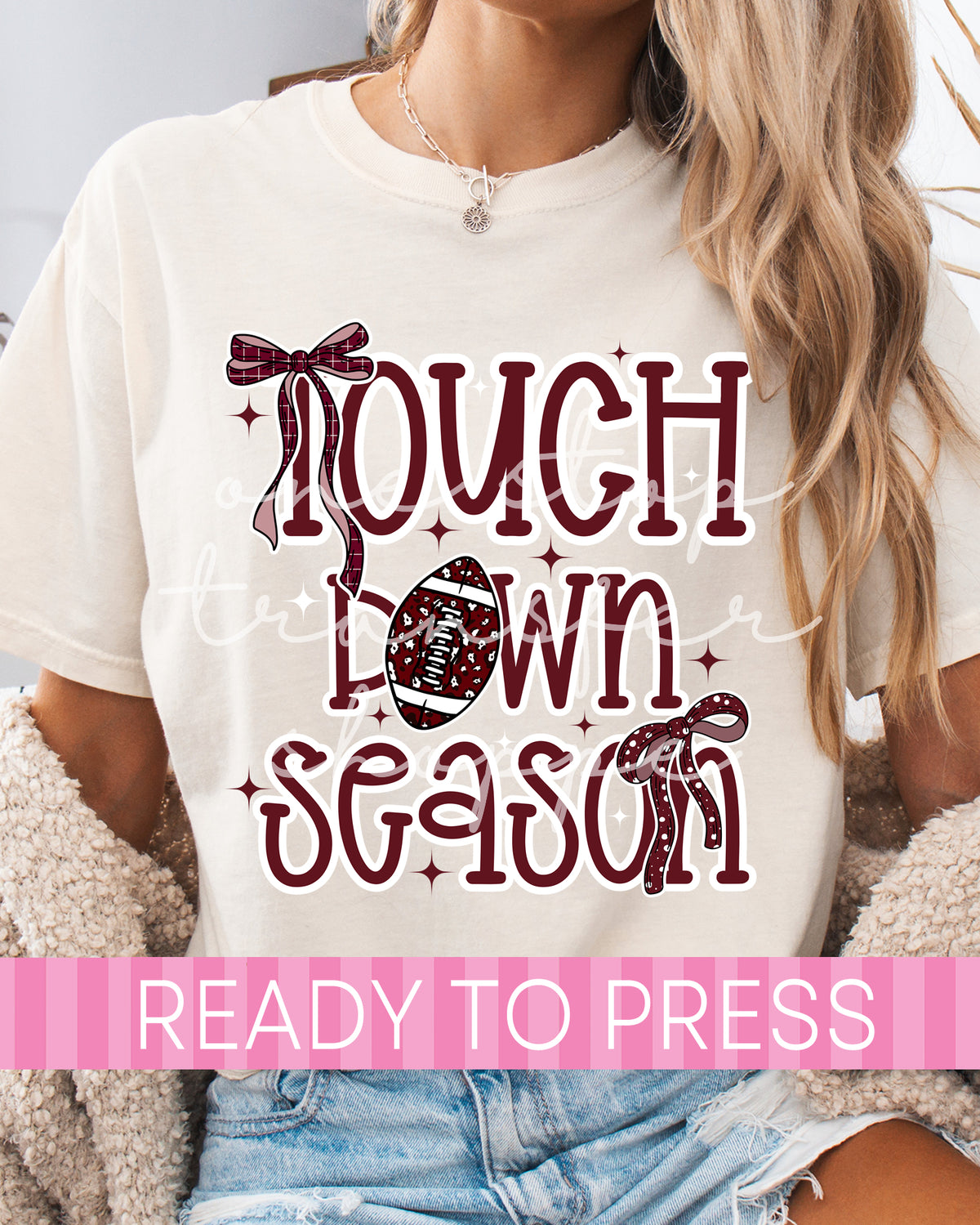 Preppy Coquette Touchdown Season Maroon and White - Ready to Press DTF Transfers