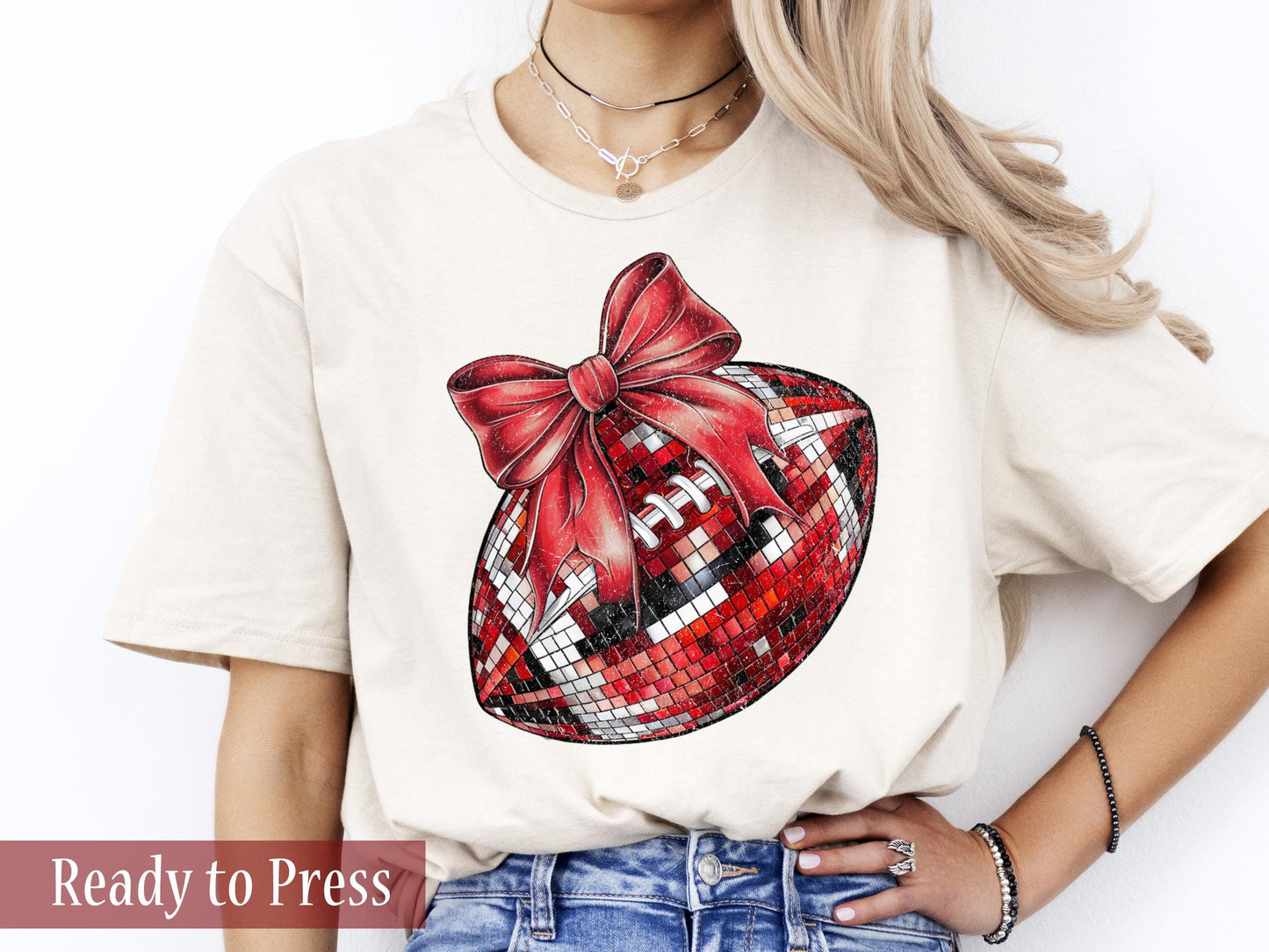 Maroon Coquette Disco Football - Ready to Press DTF Transfers