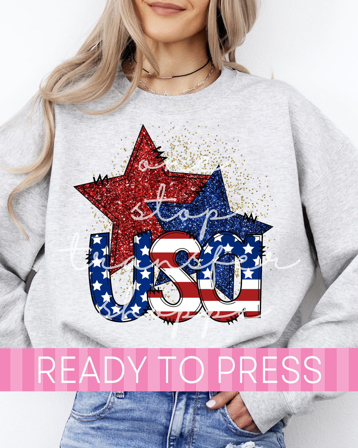 Faux Glitter USA Stars- Ready to Press DTF Transfers