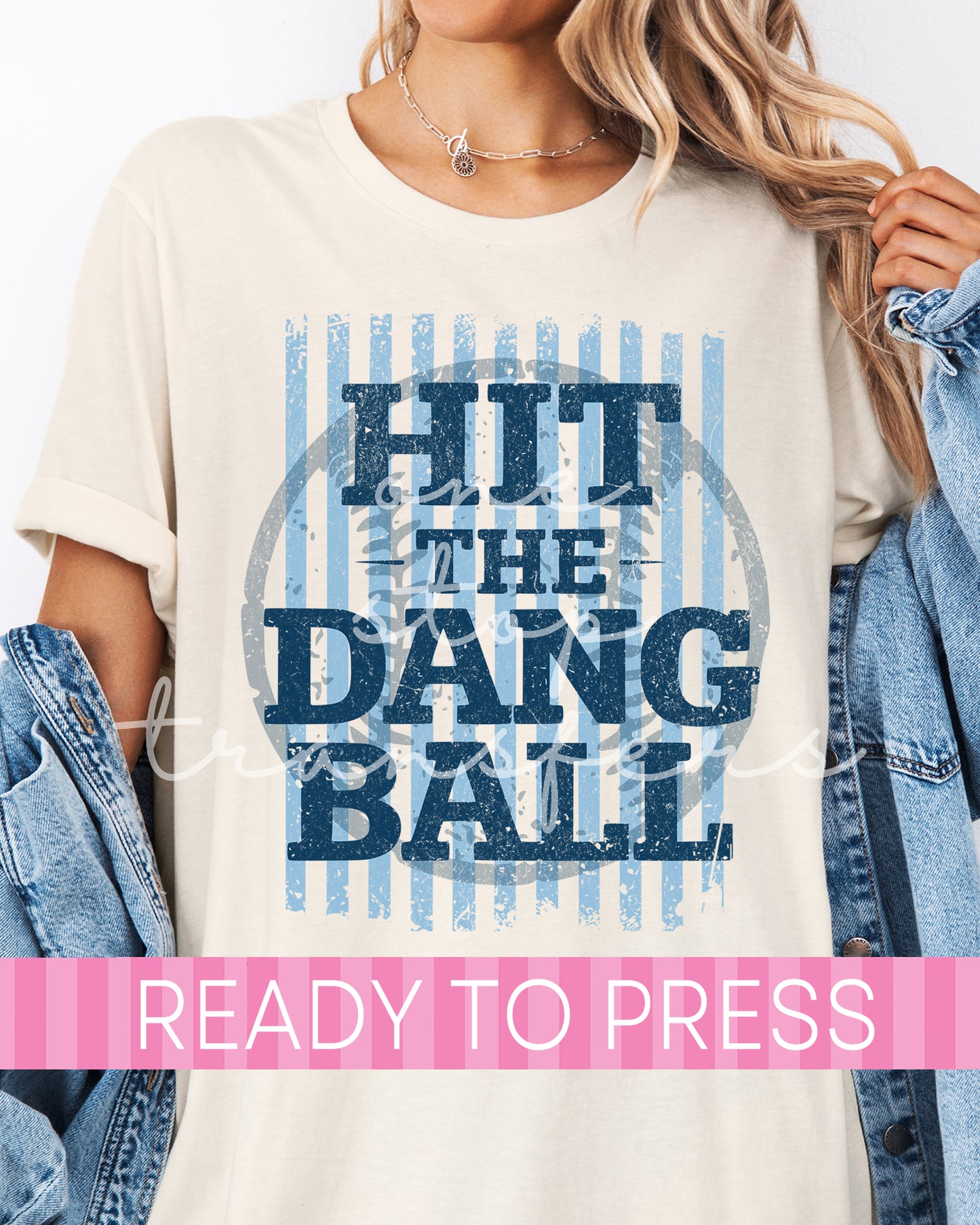 Preppy Blue Baseball Hit The Dang Ball - Ready to Press DTF Transfers