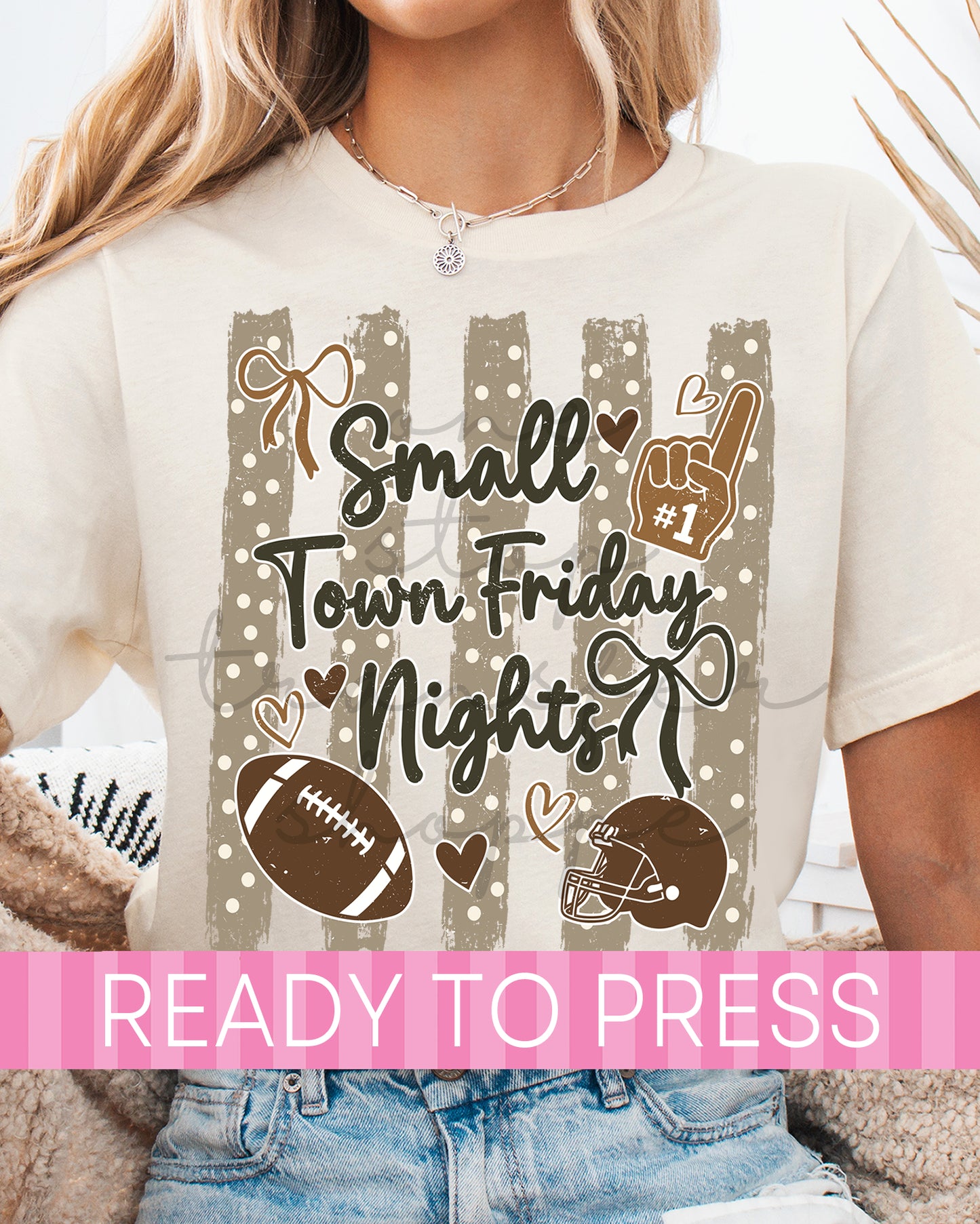 Preppy Stripes Small Town Friday Nights - Ready to Press DTF Transfers