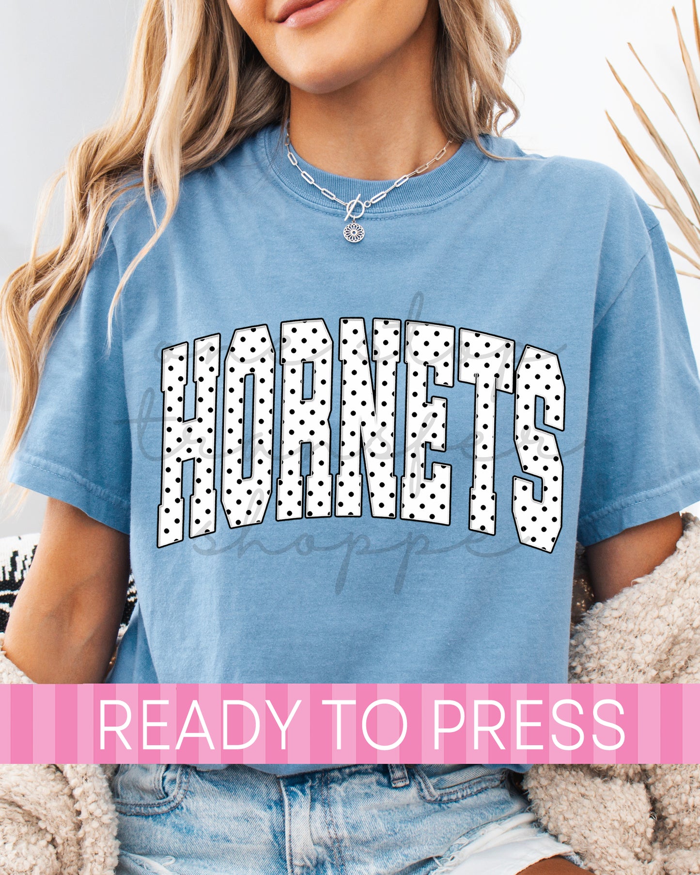 White Black Polka Dots Hornets Mascot - Ready to Press DTF Transfers