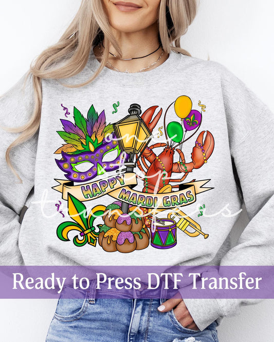 Happy Mardi Gras - Ready to Press DTF Transfers