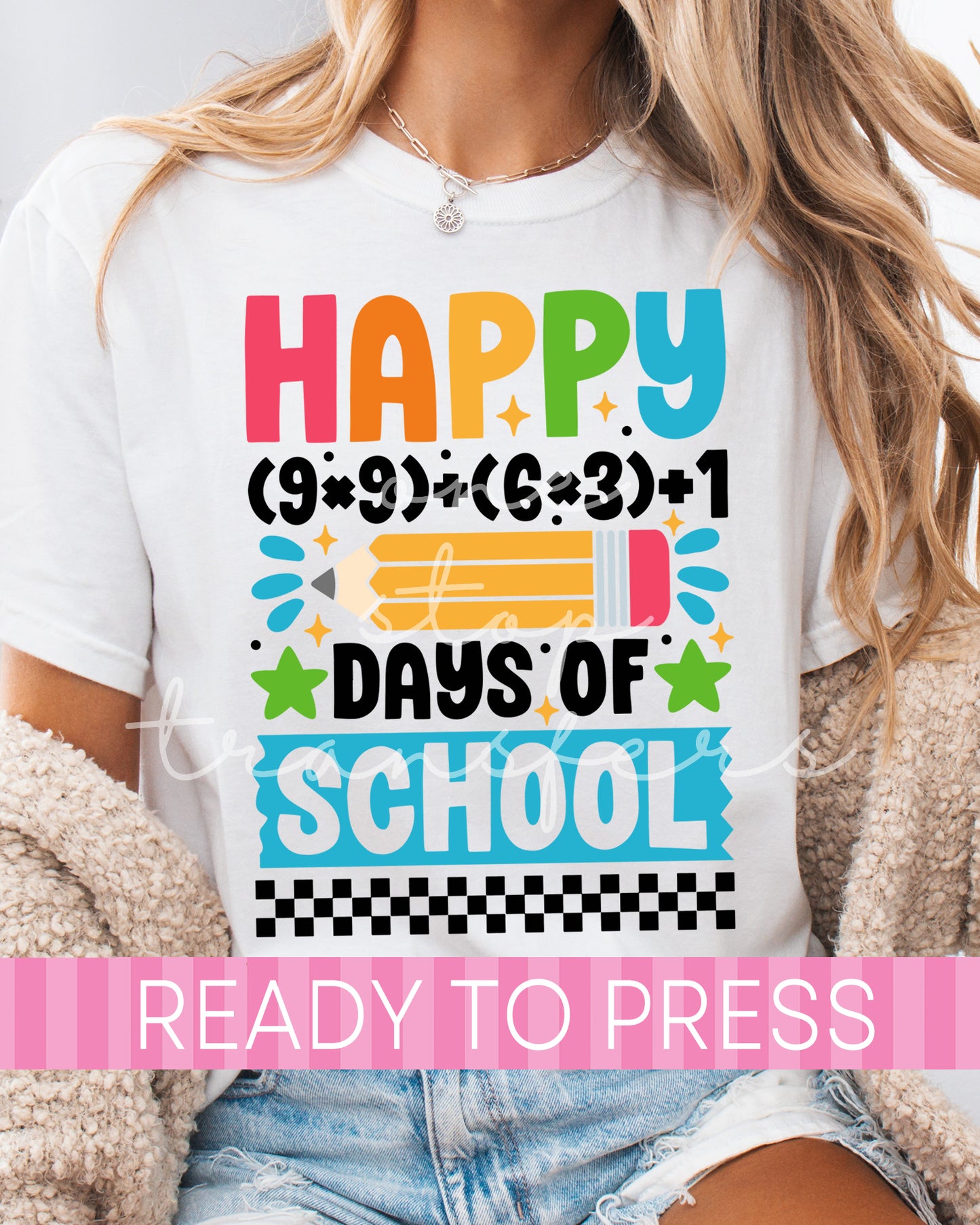 Happy 100 Days of School Math Equation - Ready to Press DTF Transfers
