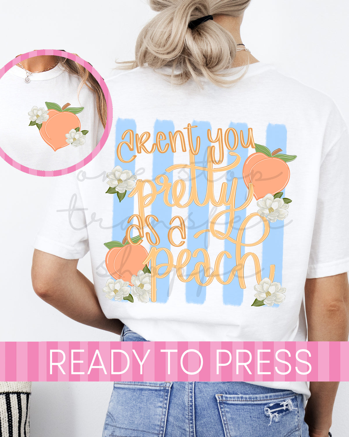 Preppy Aren't You Pretty As A Peach - Ready to Press DTF Transfer with Pocket