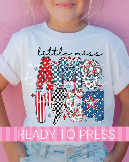 Little Miss AMERICA - Ready to Press DTF Transfers