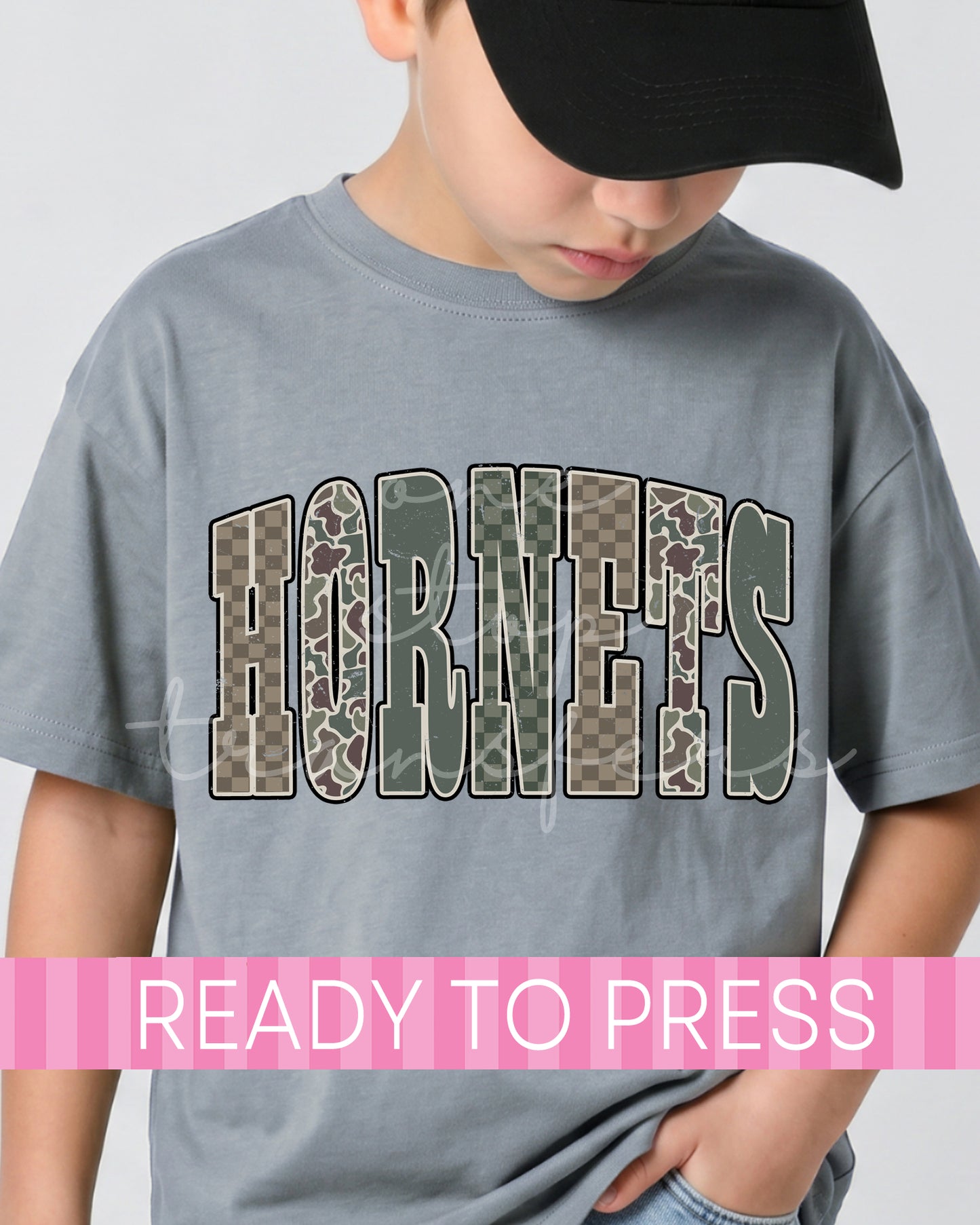 Camouflage Checker Hornets Mascot - Ready to Press DTF Transfers